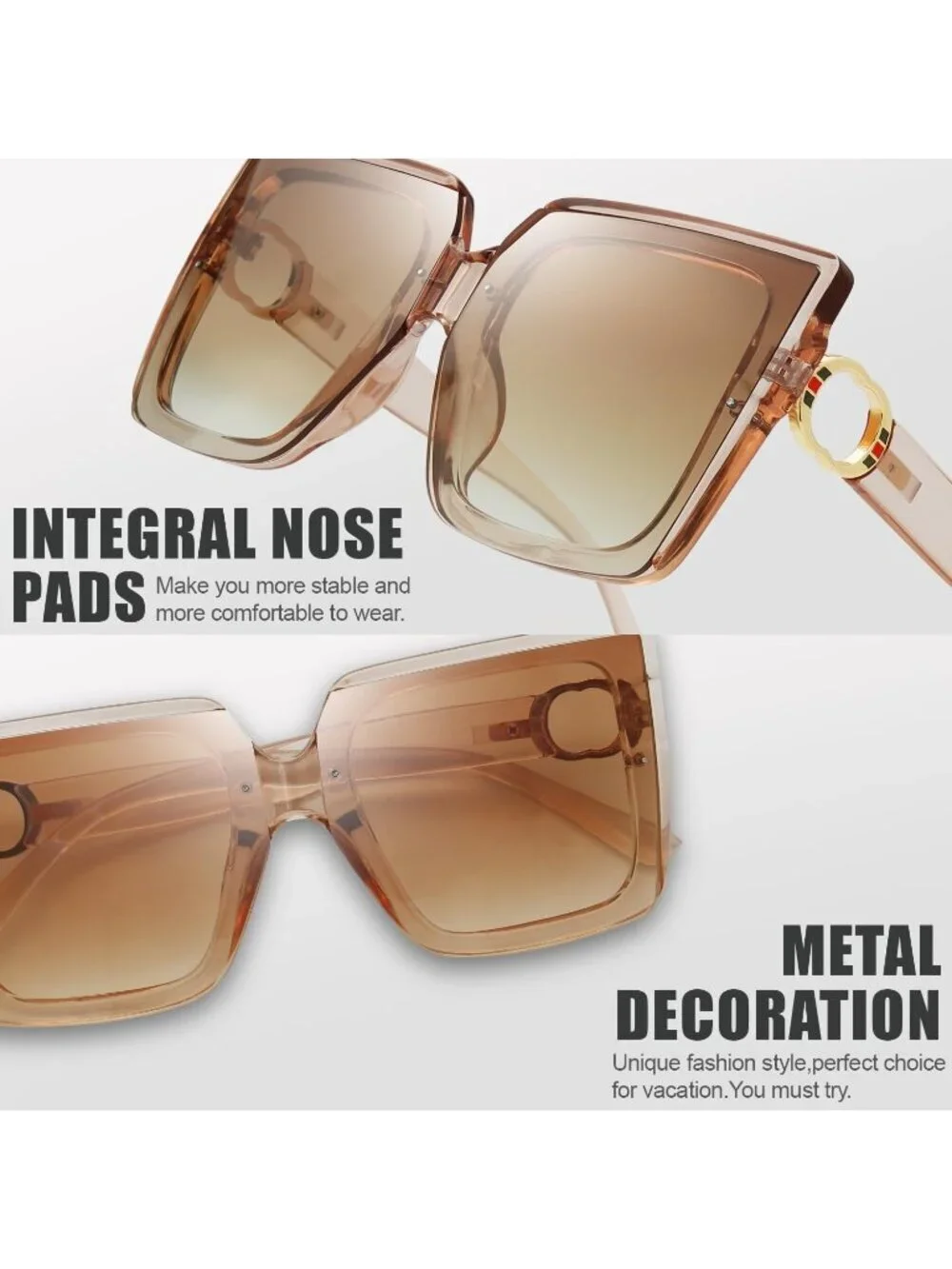 Women's Classic Crystal Elegant Beauty Design Sunglasses Gift Box Champagne